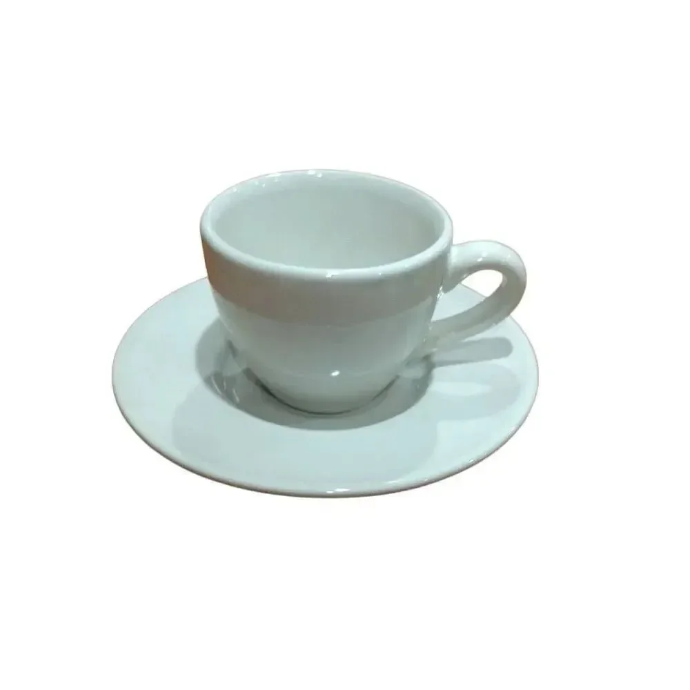 2 Krups Espresso Cup Sets, 4 2 1/2 Espresso Cups with Saucers, White Stoneware.